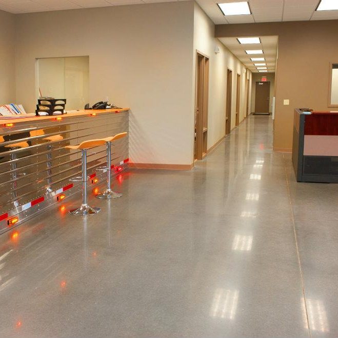 commercial office concrete polished floors